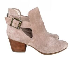 Sole Society Women’s Olive Coffee Ankle Boot with Buckles and Stacked Heel 8.5